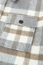 Load image into Gallery viewer, Brown Plaid Print Pocket Women Shacket - Fashion Queen -  9
