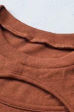 Load image into Gallery viewer, Brown Ribbed Peekaboo Cutout Long Sleeve Top - Fashion Queen -  8

