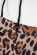 Load image into Gallery viewer, Brown Spaghetti Straps Ruched Leopard Bodysuit - Fashion Queen -  8
