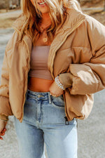 Load image into Gallery viewer, Brown Zip Up Pocketed Puffer Jacket - Fashion Queen -  4
