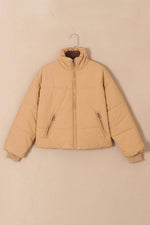 Load image into Gallery viewer, Brown Zip Up Pocketed Puffer Jacket - Fashion Queen -  5
