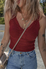 Load image into Gallery viewer, Burgundy Cable Knit Pointelle Slim Fit V Neck Sweater Vest - Fashion Queen -  5

