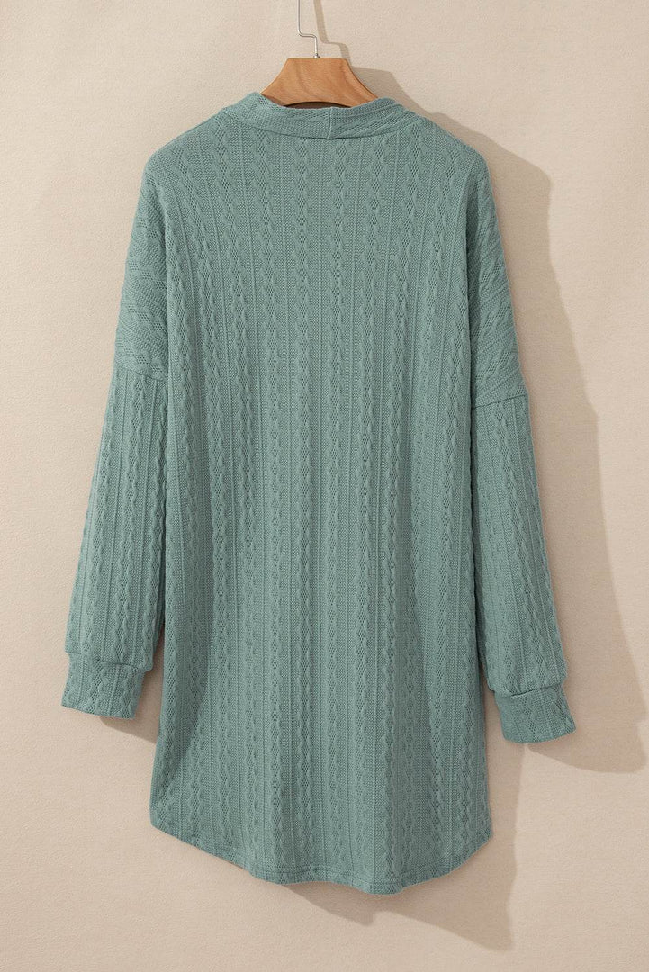 Canton Textured Knit Side Pockets Open Front Cardigan - Fashion Queen -  11