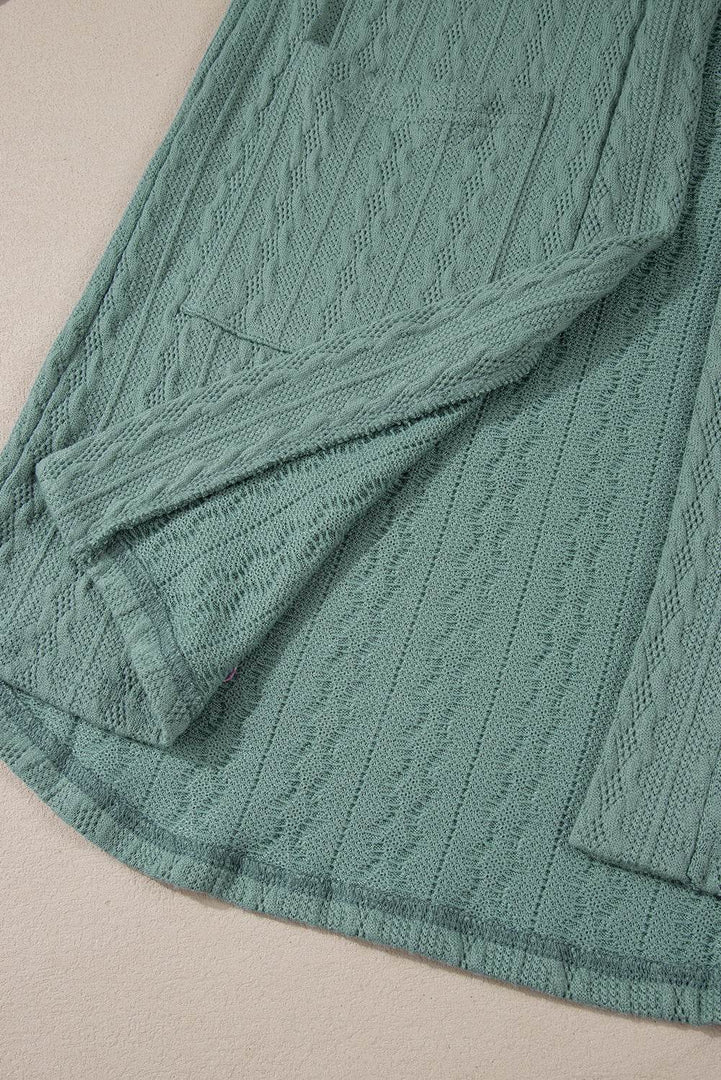 Canton Textured Knit Side Pockets Open Front Cardigan - Fashion Queen -  14