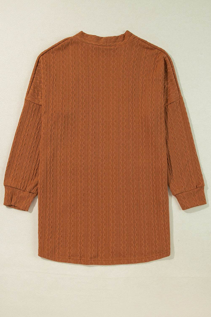 Canton Textured Knit Side Pockets Open Front Cardigan - Fashion Queen -  29