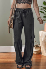Load image into Gallery viewer, Carbon Grey Cargo Pockets Drawstring Sweatpants - Fashion Queen -  1
