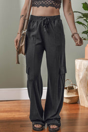 Carbon Grey Cargo Pockets Drawstring Sweatpants - Fashion Queen -  1