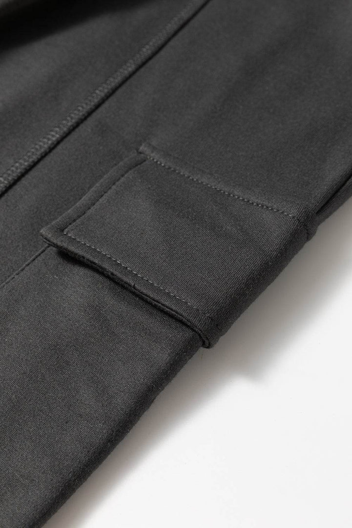 Carbon Grey Cargo Pockets Drawstring Sweatpants - Fashion Queen -  10
