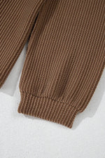 Load image into Gallery viewer, Carbon Grey Corded Knit Long Sleeve Top and High Waist Shorts Set - Fashion Queen -  23
