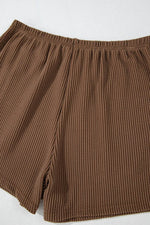 Load image into Gallery viewer, Carbon Grey Corded Knit Long Sleeve Top and High Waist Shorts Set - Fashion Queen -  27
