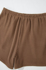Load image into Gallery viewer, Carbon Grey Corded Knit Long Sleeve Top and High Waist Shorts Set - Fashion Queen -  30
