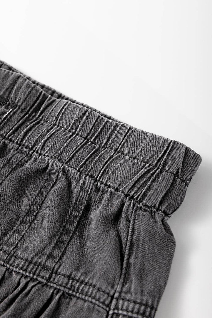 Carbon Grey Mineral Wash Button Fly Waist Wide Leg Jeans - Fashion Queen -  11