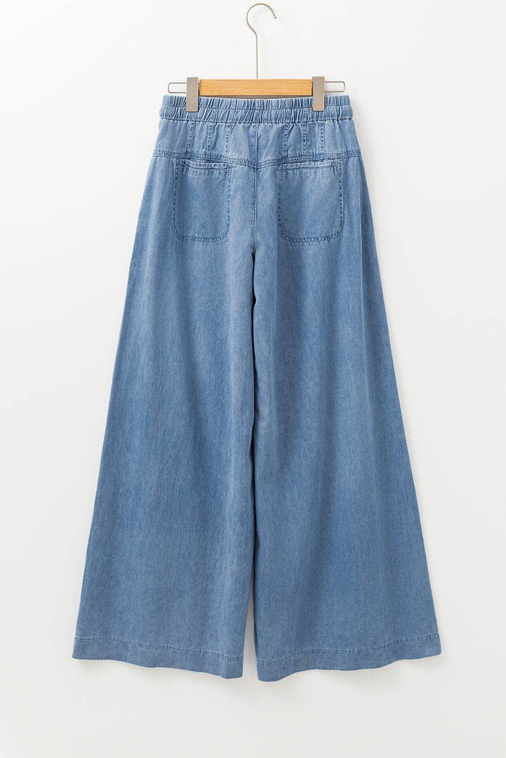 Carbon Grey Mineral Wash Button Fly Waist Wide Leg Jeans - Fashion Queen -  16