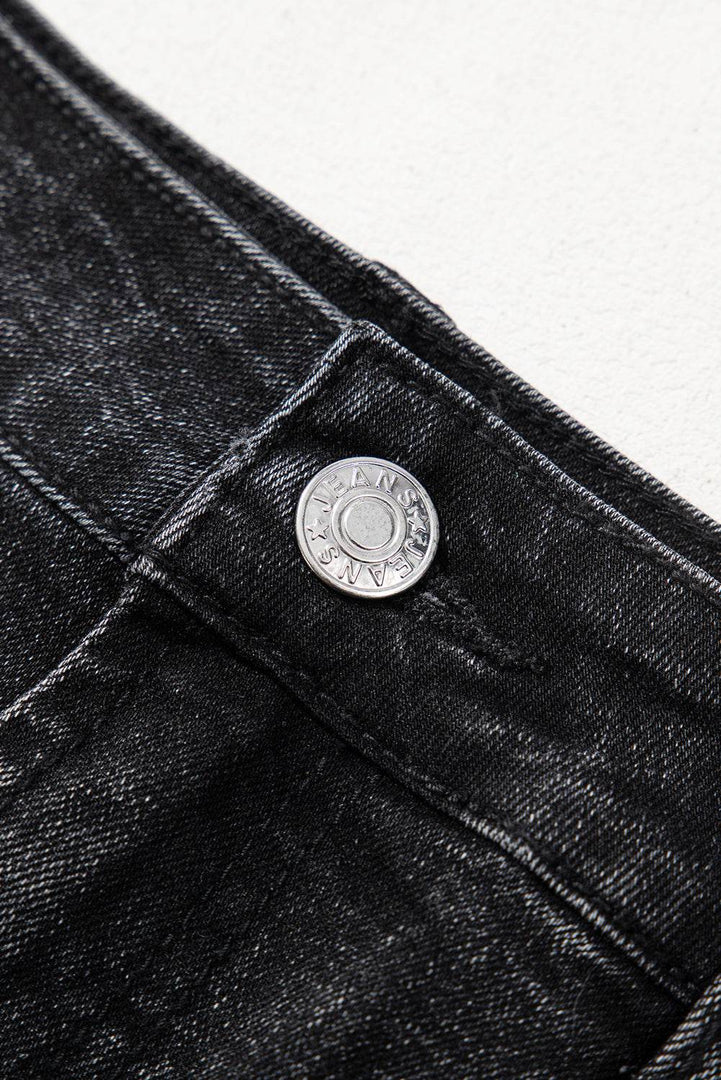 Carbon Grey Mineral Wash Ripped Raw Hem Denim Mini Skirt - Fashion Queen -  14