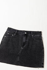 Load image into Gallery viewer, Carbon Grey Mineral Wash Ripped Raw Hem Denim Mini Skirt - Fashion Queen -  15
