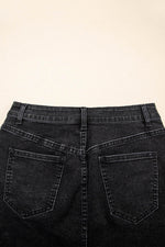 Load image into Gallery viewer, Carbon Grey Mineral Wash Ripped Raw Hem Denim Mini Skirt - Fashion Queen -  5
