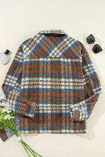 Load image into Gallery viewer, Cinnamon Plaid Print Chest Pockets Turn Down Collar Shacket - Fashion Queen -  15
