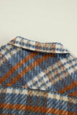 Load image into Gallery viewer, Cinnamon Plaid Print Chest Pockets Turn Down Collar Shacket - Fashion Queen -  16

