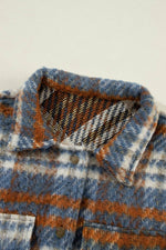 Load image into Gallery viewer, Cinnamon Plaid Print Chest Pockets Turn Down Collar Shacket - Fashion Queen -  17
