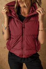 Load image into Gallery viewer, Clay Zip-up Side Pockets Hooded Puffer Vest - Fashion Queen -  1
