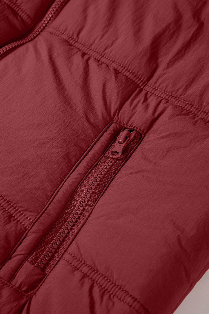Clay Zip-up Side Pockets Hooded Puffer Vest - Fashion Queen -  11
