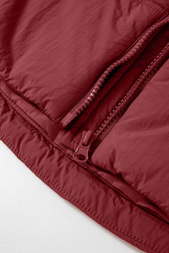Clay Zip-up Side Pockets Hooded Puffer Vest - Fashion Queen -  13