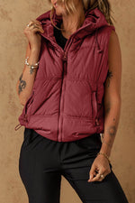 Load image into Gallery viewer, Clay Zip-up Side Pockets Hooded Puffer Vest - Fashion Queen -  4
