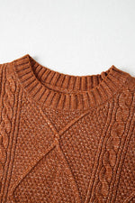 Load image into Gallery viewer, Coffee Cable Knit Drop Shoulder Loose Fit Sweater Dress - Fashion Queen -  17
