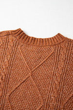 Load image into Gallery viewer, Coffee Cable Knit Drop Shoulder Loose Fit Sweater Dress - Fashion Queen -  20
