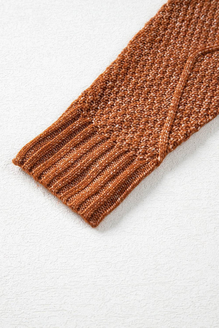 Coffee Cable Knit Drop Shoulder Loose Fit Sweater Dress - Fashion Queen -  21