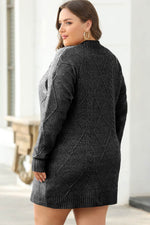 Load image into Gallery viewer, Coffee Cable Knit Drop Shoulder Loose Fit Sweater Dress - Fashion Queen -  23
