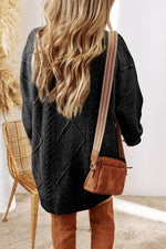Load image into Gallery viewer, Coffee Cable Knit Drop Shoulder Loose Fit Sweater Dress - Fashion Queen -  6
