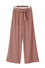 Load image into Gallery viewer, Coffee High Waisted Tie Front Side Pocket Wide Leg Flowy Casual Pants - Fashion Queen -  11
