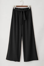 Load image into Gallery viewer, Coffee High Waisted Tie Front Side Pocket Wide Leg Flowy Casual Pants - Fashion Queen -  19
