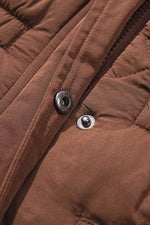 Load image into Gallery viewer, Coffee Longline Quilted Stand Collar Puffer Vest - Fashion Queen -  16

