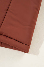 Load image into Gallery viewer, Coffee Quilted Puffer Stand Neck Zipped Mid-length Coat - Fashion Queen -  12

