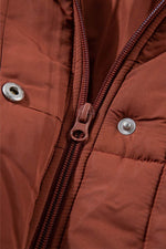 Load image into Gallery viewer, Coffee Quilted Puffer Stand Neck Zipped Mid-length Coat - Fashion Queen -  13
