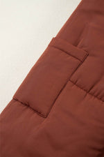 Load image into Gallery viewer, Coffee Quilted Puffer Stand Neck Zipped Mid-length Coat - Fashion Queen -  15
