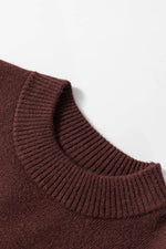 Load image into Gallery viewer, Coffee Slim Fit Mock Neck Side Slit Sweater Dress - Fashion Queen -  11
