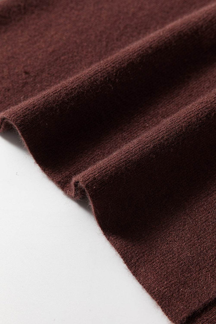 Coffee Slim Fit Mock Neck Side Slit Sweater Dress - Fashion Queen -  9