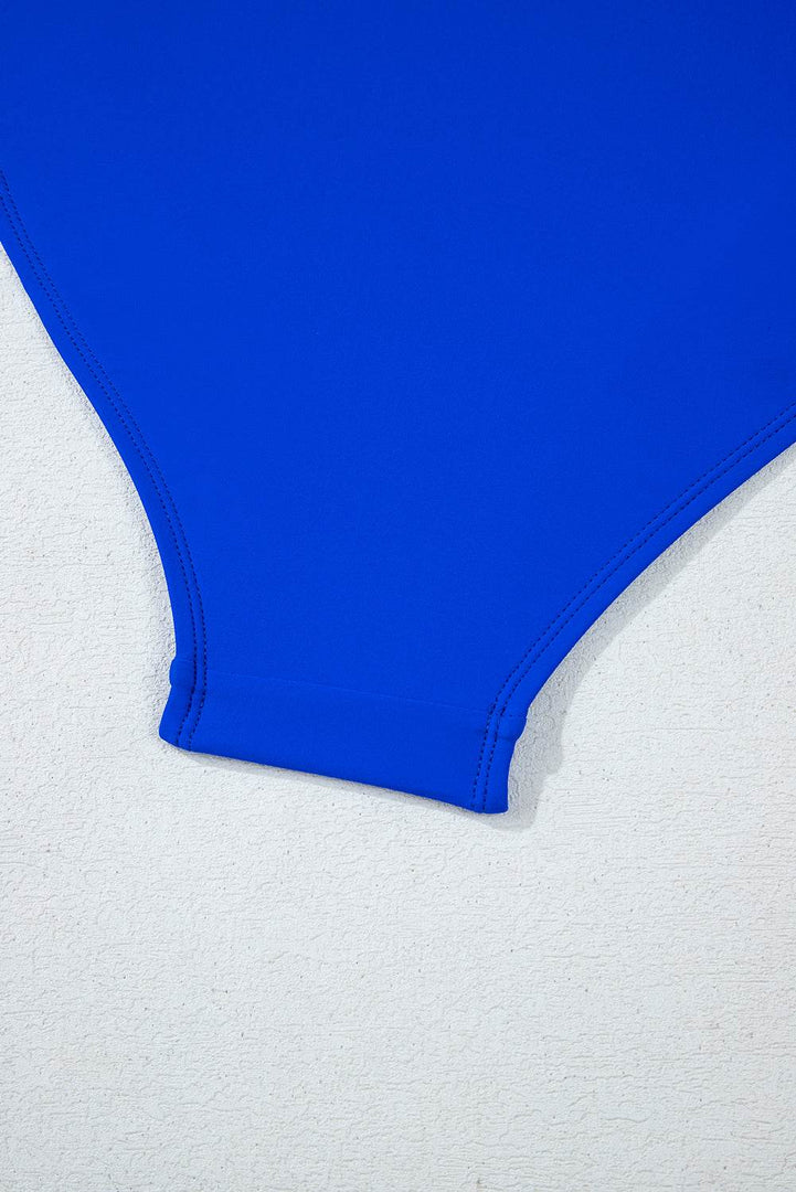Dark Blue Bow Peplum Waist Spaghetti Straps Tankini Set - Fashion Queen -  18