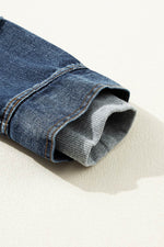 Load image into Gallery viewer, Dark Blue Fake Two-Piece Hooded Zip-Up Denim Jacket - Fashion Queen -  13
