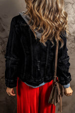 Load image into Gallery viewer, Dark Blue Fake Two-Piece Hooded Zip-Up Denim Jacket - Fashion Queen -  5
