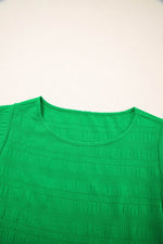 Load image into Gallery viewer, Dark Blue Textured Ruffled Sleeve Round Neck Top - Fashion Queen -  15
