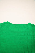 Load image into Gallery viewer, Dark Blue Textured Ruffled Sleeve Round Neck Top - Fashion Queen -  17
