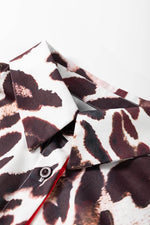 Load image into Gallery viewer, Dark Brown Contrast Trim Patchwork Leopard Print Half Sleeve Shirt - Fashion Queen -  11
