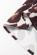 Load image into Gallery viewer, Dark Brown Contrast Trim Patchwork Leopard Print Half Sleeve Shirt - Fashion Queen -  7
