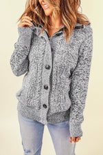 Load image into Gallery viewer, Dark Gray Long Sleeve Button-up Hooded Cardigans - Fashion Queen -  1
