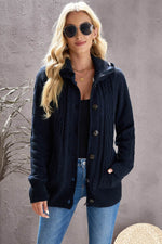 Load image into Gallery viewer, Dark Gray Long Sleeve Button-up Hooded Cardigans - Fashion Queen -  15
