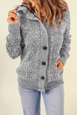 Load image into Gallery viewer, Dark Gray Long Sleeve Button-up Hooded Cardigans - Fashion Queen -  16
